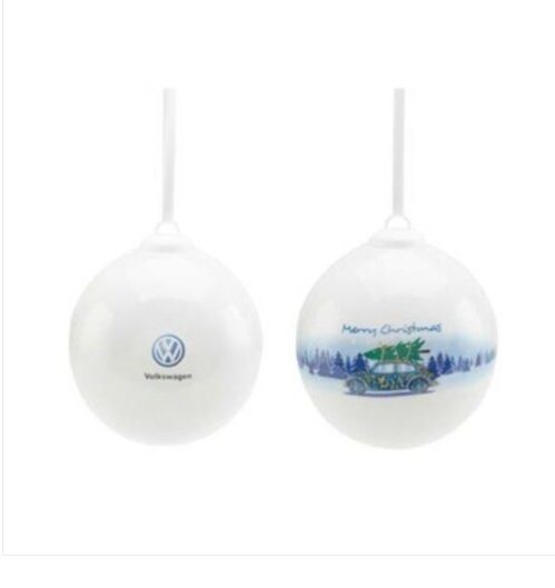 Фарфоровый шар с цветным изображением Volkswagen Beetle и рождественскими мотивами. Диаметр шара 6 см. 18D087790